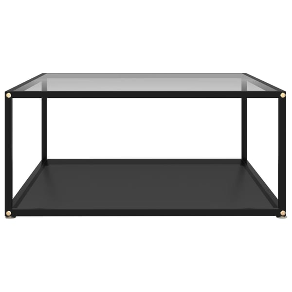 vidaXL 322896 Coffee Table Transparent and Black 80x80x35 cm Tempered Glass