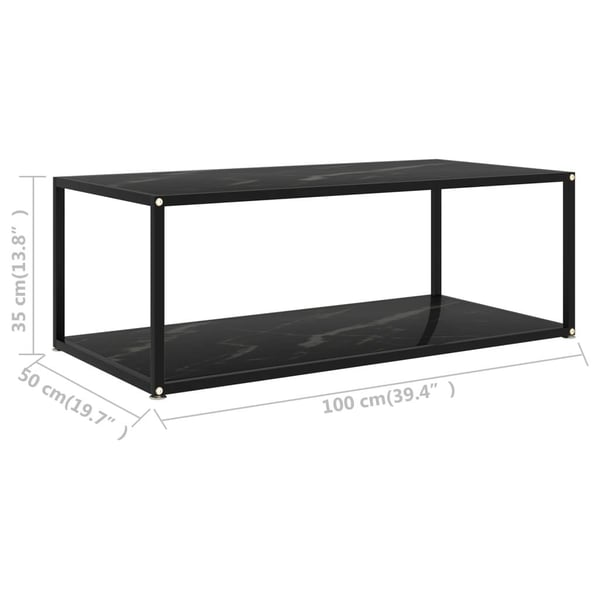 vidaXL Salongbord svart 100x50x35 cm herdet glass