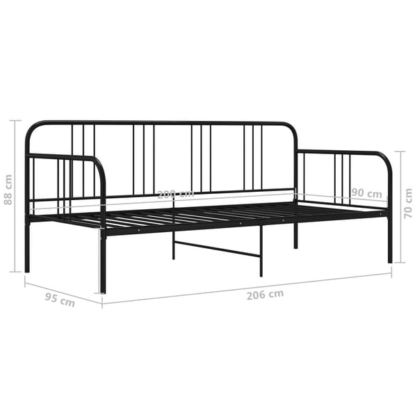 vidaXL Ramme til sovesofa svart metall 90x200 cm