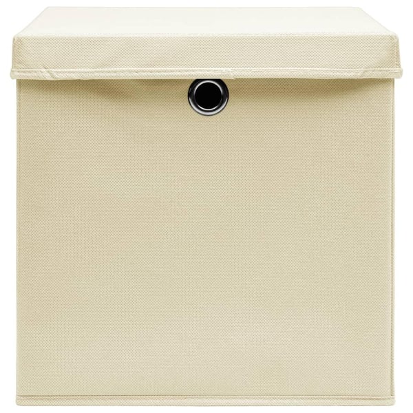 vidaXL Säilytyslaatikot kansilla 4 kpl 28x28x28 cm kerma