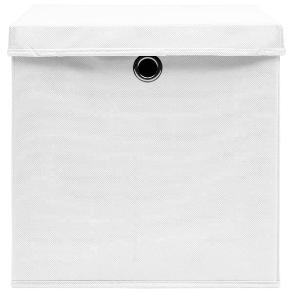 vidaXL Oppbevaringsbokser med deksler 10 stk 28x28x28 cm hvit