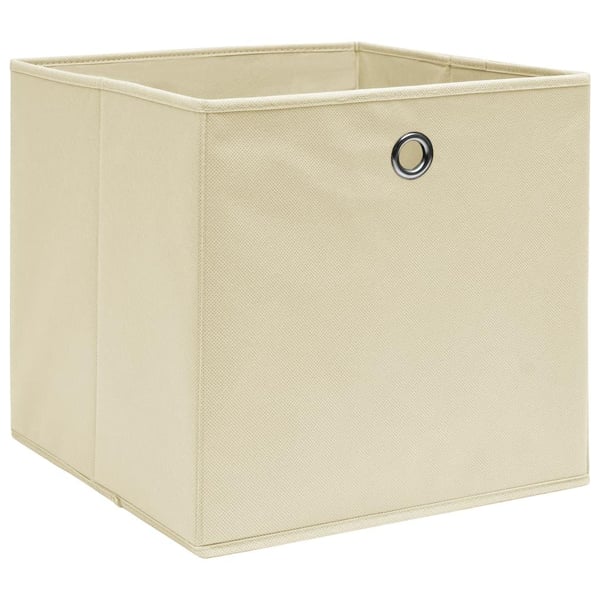 vidaXL Oppbevaringsbokser 10 stk uvevd stoff 28x28x28 cm kremhvit