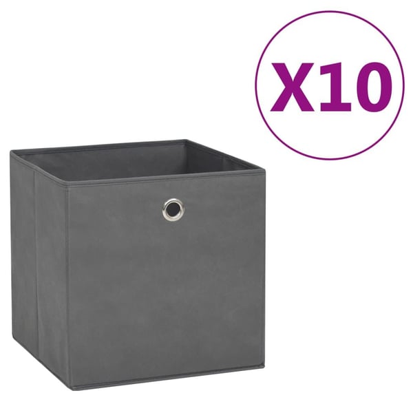 vidaXL opbevaringskasser 10 stk. ikke-vævet stof 28x28x28 cm grå