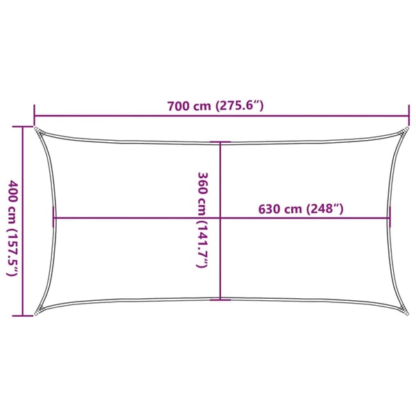 vidaXL Solseil 160 g/m² kremhvit 4x7 m HDPE