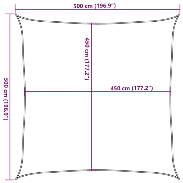 vidaXL solsejl 5x5 m 160 g/m² HDPE antracitgrå