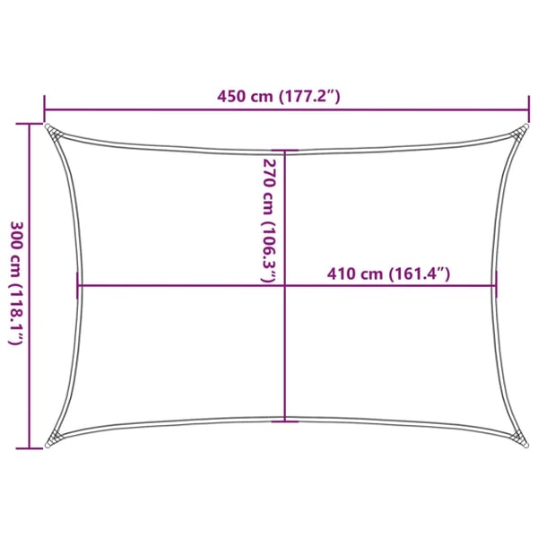 vidaXL Solseil 160 g/m² antrasitt 3x4,5 m HDPE
