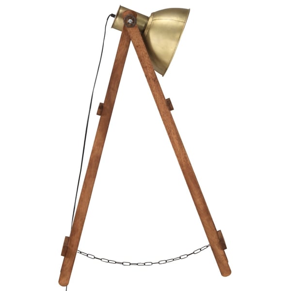 vidaXL Gulvlampe messing E27 heltre mango