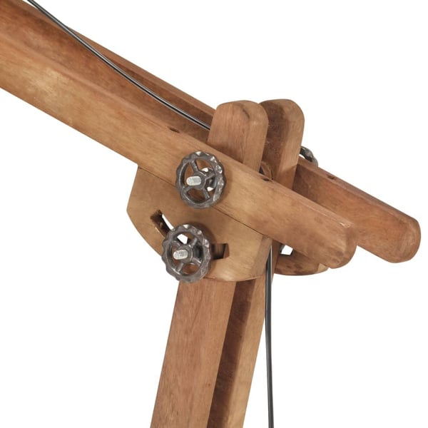 vidaXL gulvlampe E27 massivt mangotræ messingfarvet