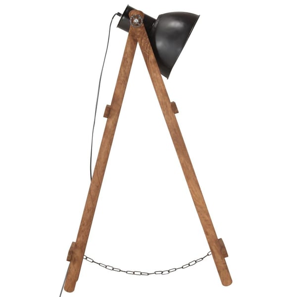 vidaXL gulvlampe E27 massivt mangotræ sort