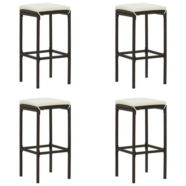 vidaXL barstole med hynder 4 stk. polyrattan brun