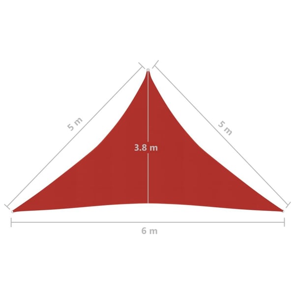 vidaXL solsejl 5x5x6 m 160 g/m² HDPE rød