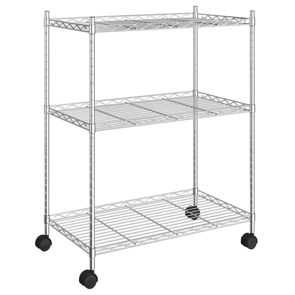 vidaXL Oppbevaringshylle 3 etasjer med hjul 60x35x81 cm krom 150 kg