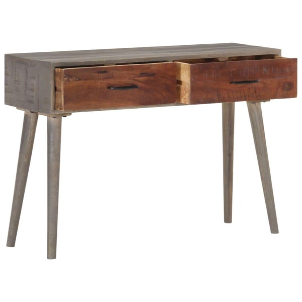 vidaXL Konsollbord grå 110x35x75 cm grov heltre mango