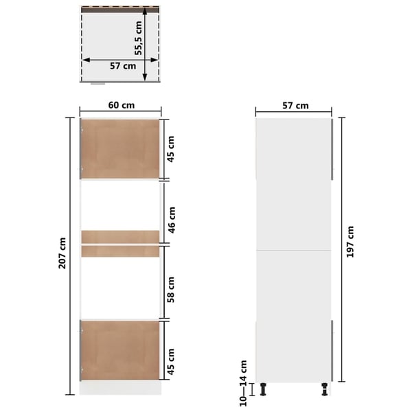 vidaXL Skap for mikrobølgeovn "Lyon" hvit 60x57x207 cm konstruert tre