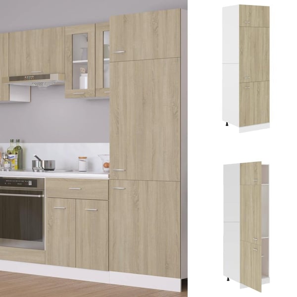 vidaXL skab til køleskab 60x57x207 cm spånplade sonoma-eg