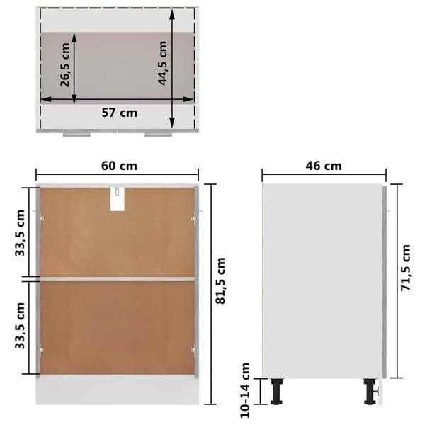 vidaXL Bunnskap "Lyon" betonggrå 60x46x81,5 cm konstruert tre
