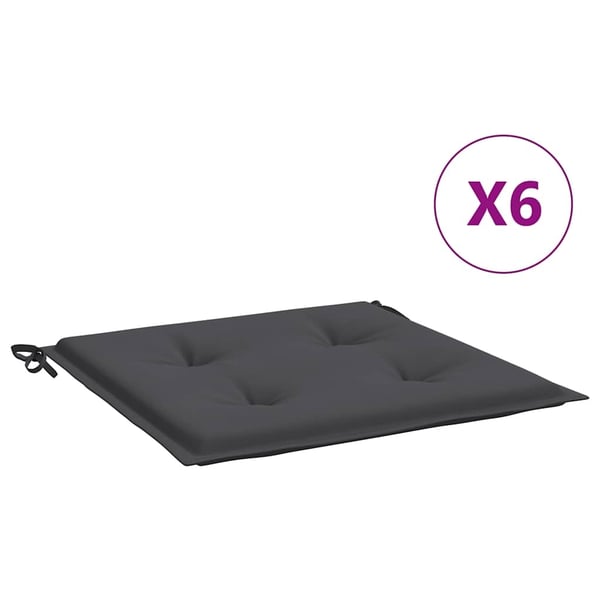 vidaXL hynder til havestol 6 stk. 40x40x3 cm oxfordstof antracitgrå