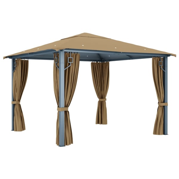 vidaXL pavillon med gardin 300x300 cm aluminium grå