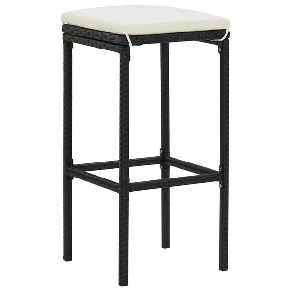 vidaXL barstole med hynder 2 stk. polyrattan sort