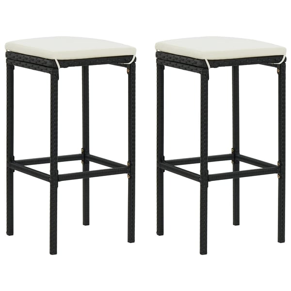 vidaXL barstole med hynder 2 stk. polyrattan sort