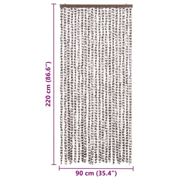 vidaXL Insektgardin gråbrun og hvit 90x220 cm chenille