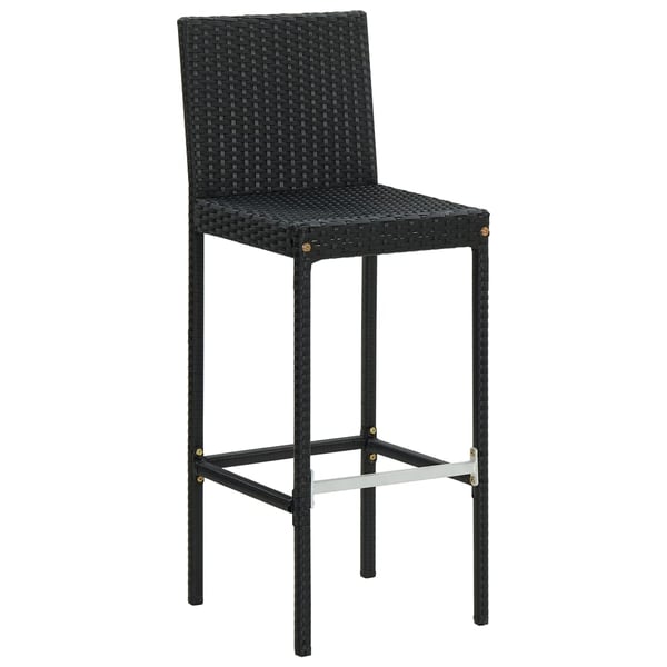 vidaXL barstole til haven med hynder 4 stk. polyrattan sort