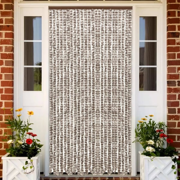 vidaXL Insektgardin gråbrun og hvit 100x220 cm chenille