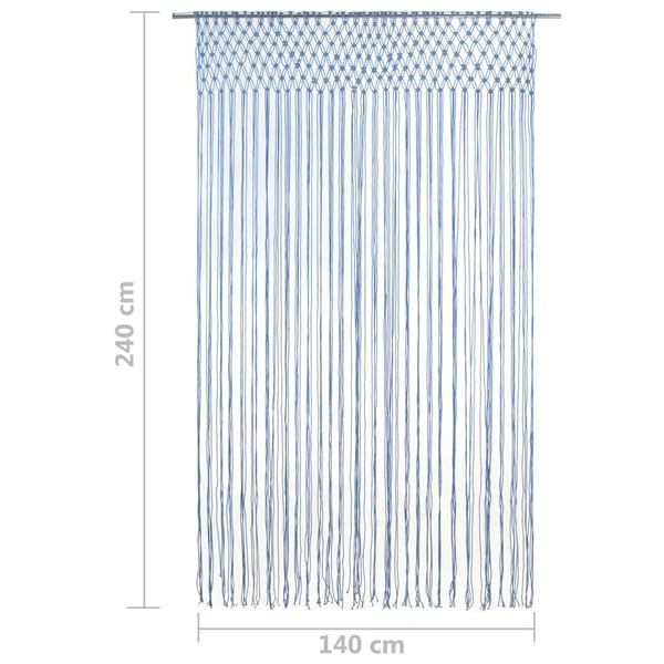 vidaXL Makramé gardin blå 140x240 cm bomull
