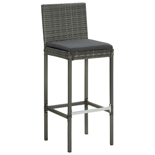 vidaXL barstole til haven med hynder 2 stk. polyrattan grå