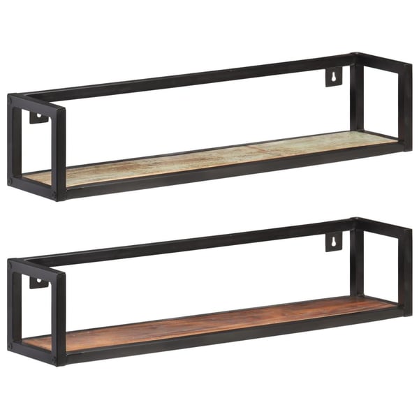 vidaXL væghylder 2 stk. 80 cm massivt genbrugstræ
