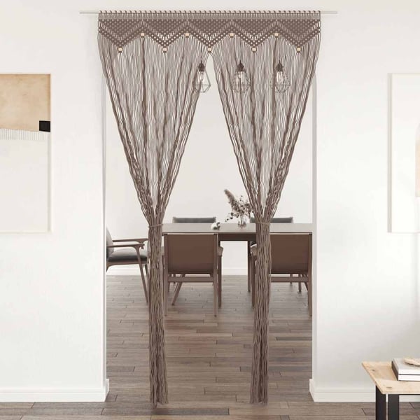 vidaXL macramégardin 140x240 cm bomuld gråbrun