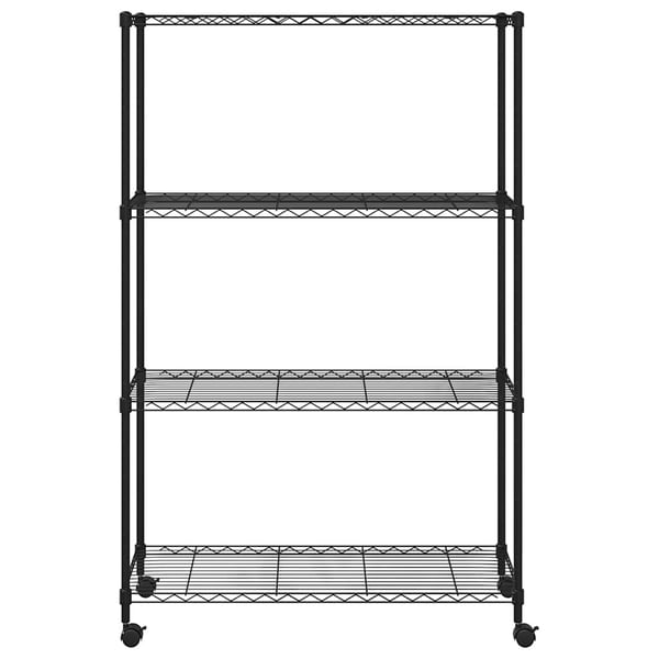 vidaXL opbevaringsstativ med 4 hylder og hjul 90x35x142 cm 200 kg sort