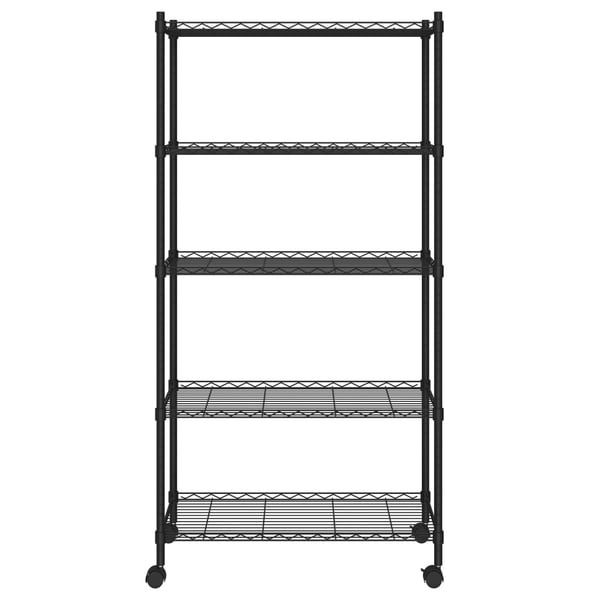 vidaXL Oppbevaringshylle 5 etasjer med hjul 75x35x155 cm svart 250 kg