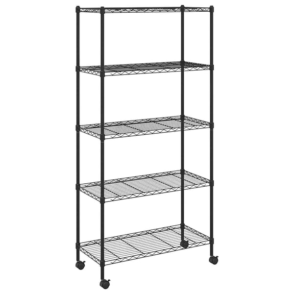 vidaXL Oppbevaringshylle 5 etasjer med hjul 75x35x155 cm svart 250 kg
