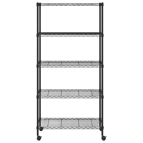 vidaXL Oppbevaringshylle 5 etasjer med hjul 75x35x155 cm svart 250 kg