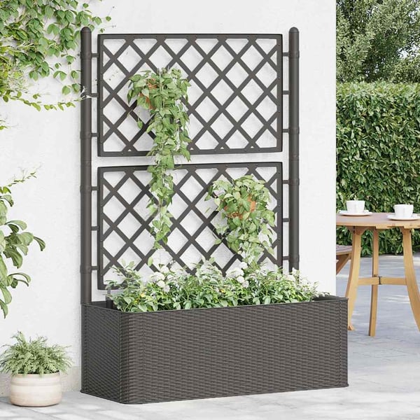 vidaXL Høybed med espalier og selvvanningssystem antrasitt