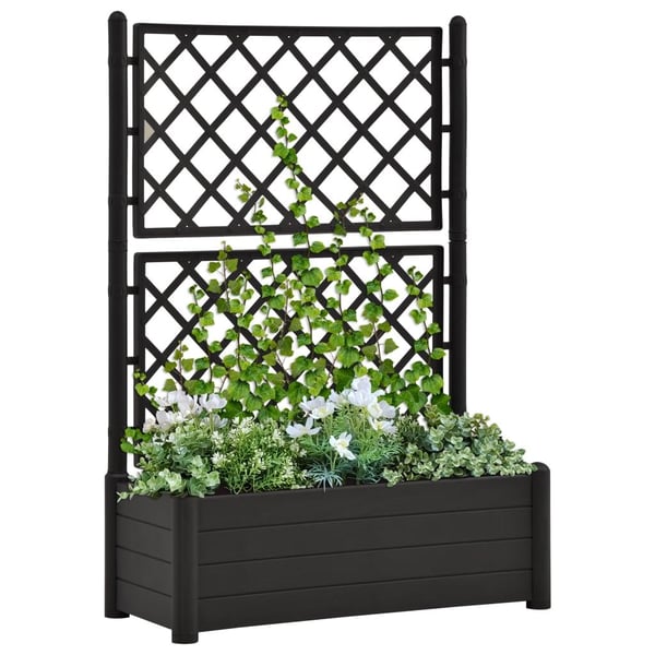 vidaXL plantekasse med espalier 100x43x142 cm PP antracitgrå