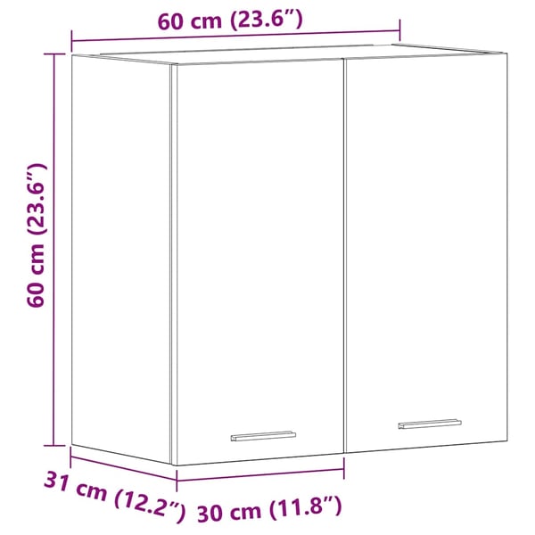 vidaXL Hengende skap "Lyon" hvit 60x31x60 cm konstruert tre