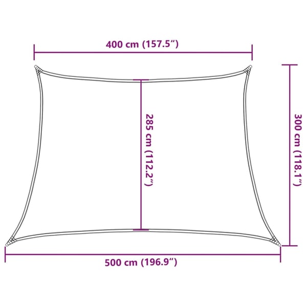 vidaXL Solseil 160 g/m² hvit 4/5x3 m HDPE