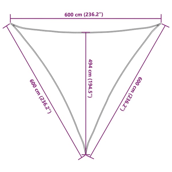 vidaXL solsejl 160 g/m² 6x6x6 m HDPE hvid