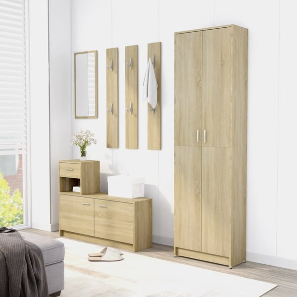 vidaXL Hallgarderob sonoma-ek 55x25x189 cm konstruerat trä