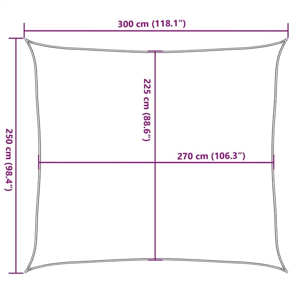 vidaXL Solseil 160 g/m² hvit 2,5x3 m HDPE