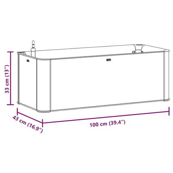 vidaXL Høybed med selvvanningssystem antrasitt 100x43x33 cm