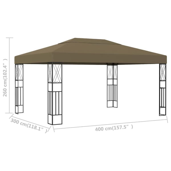 vidaXL pavillon 3x4 m stof gråbrun
