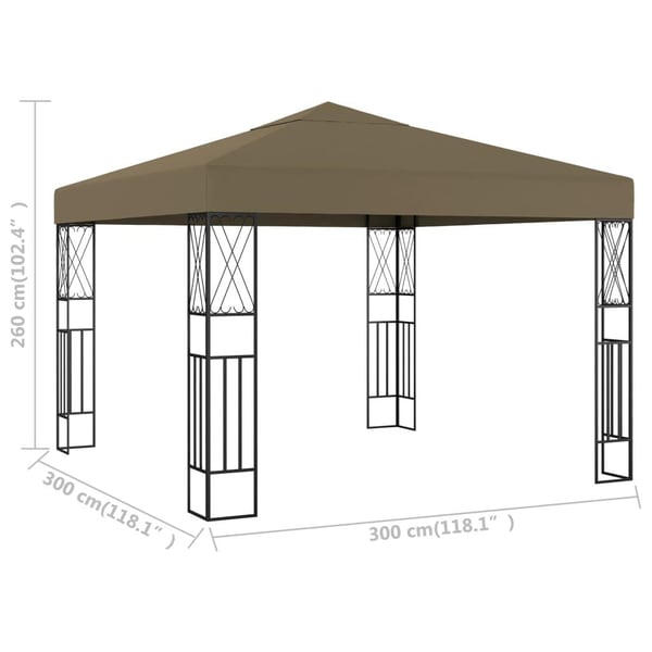 vidaXL pavillon 3x3 m stof gråbrun