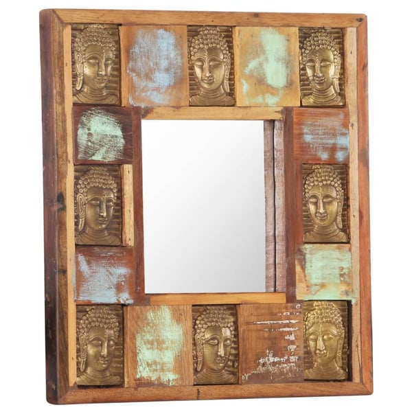 vidaXL Speil med Buddha-motiver 50x50 cm gjenvunnet tre