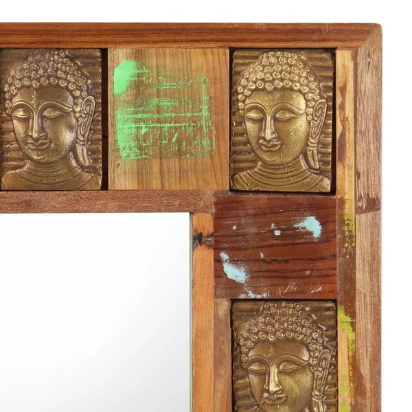 vidaXL Speil med Buddha-motiver 80x50 cm gjenvunnet tre