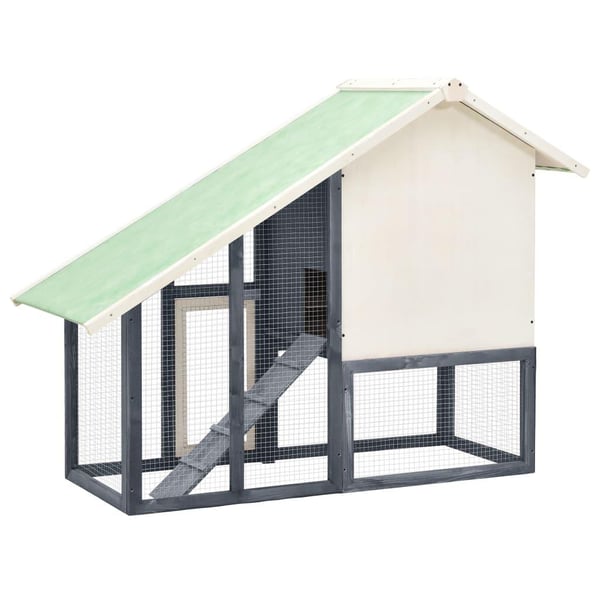 vidaXL Kaninbur grå og hvit 140x63x120 cm heltre gran