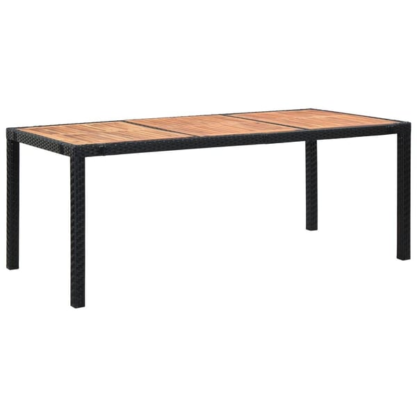 vidaXL udendørs spisebordssæt 9 dele med hynder polyrattan sort