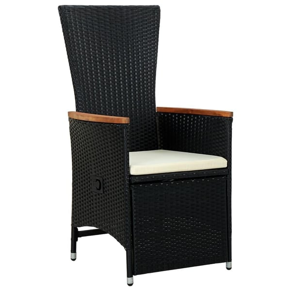 vidaXL udendørs spisebordssæt 9 dele med hynder polyrattan sort